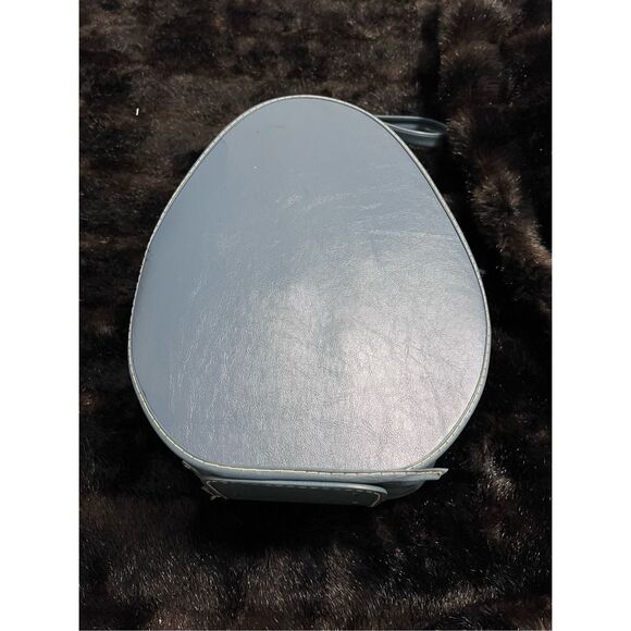 Vintage Suitcase Oval Train Case Egg Shape 1960's Carry On Bag Blue Mid-Century
